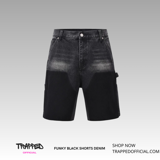 Funky Black Denim Shorts