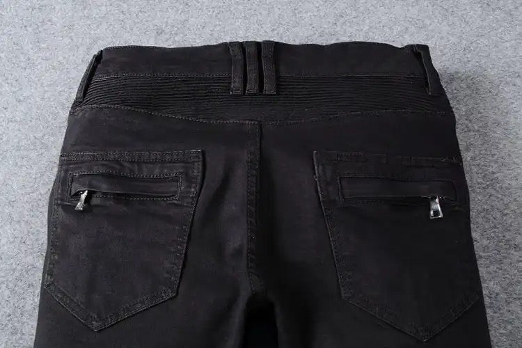 Dark Black Biker V23 Denim