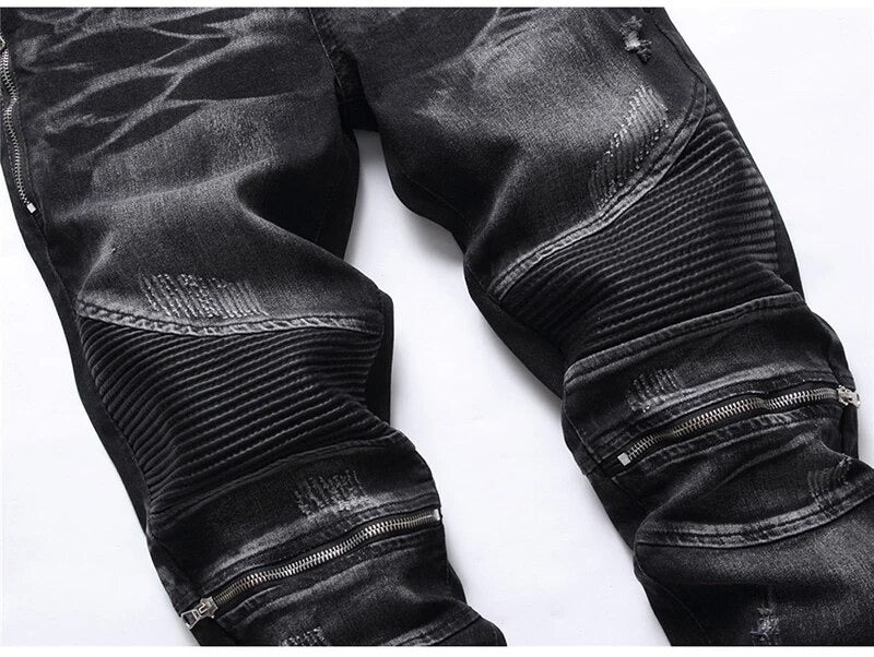 Gray &amp; Black Biker V5 Denim