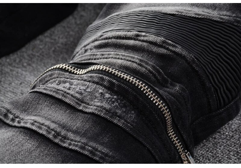 Gray &amp; Black Biker V5 Denim