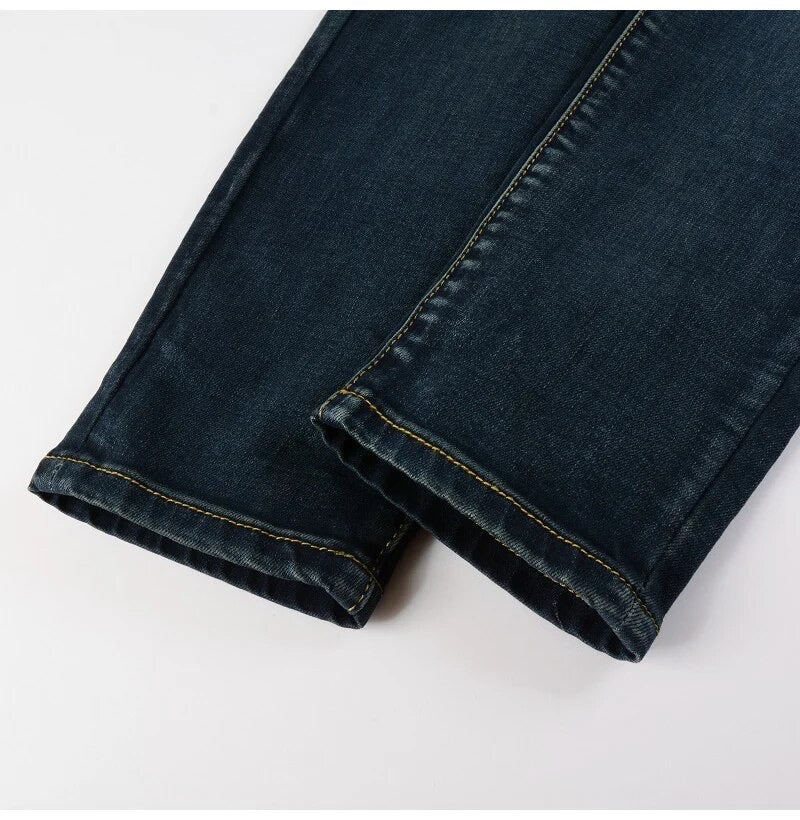 Classic Blue Black Patern Denim