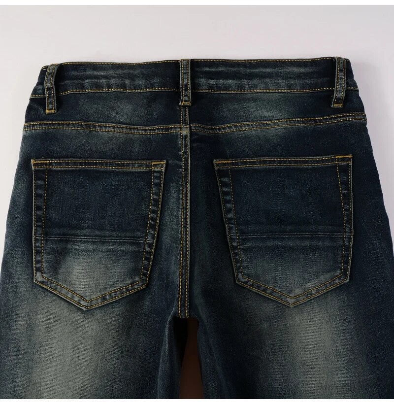 Classic Blue Black Patern Denim