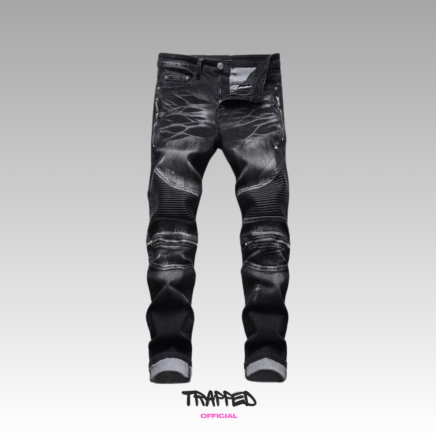 Gray &amp; Black Biker V5 Denim