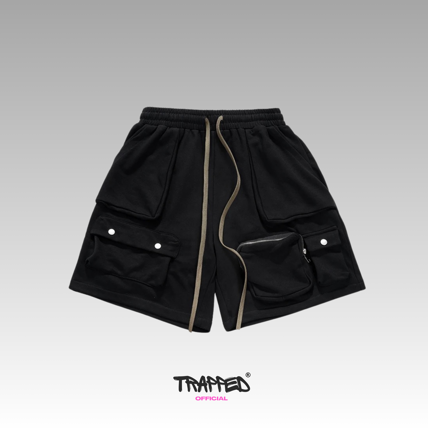 "Trapped" Task Shorts Black