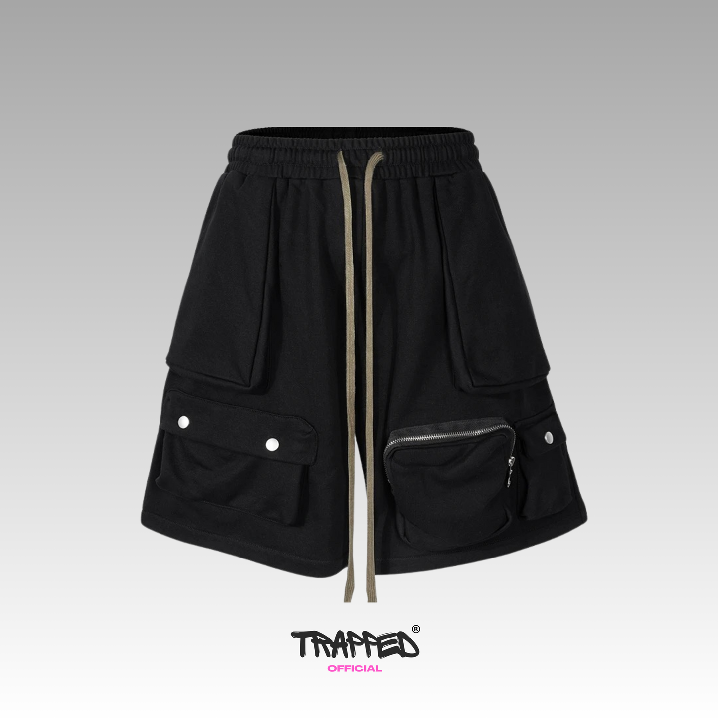 "Trapped" Task Shorts Black