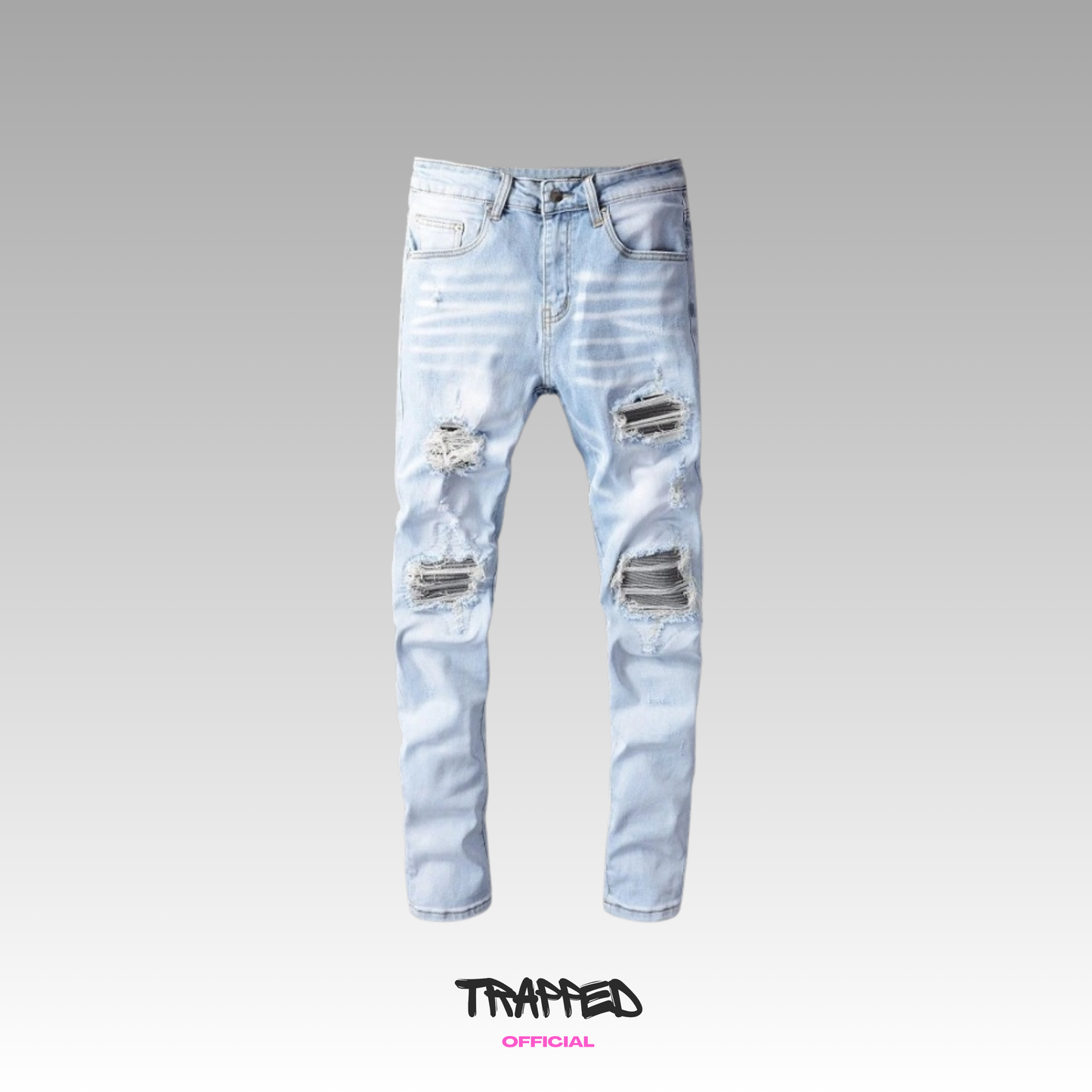 Distressed Black Patern V8 Denim 