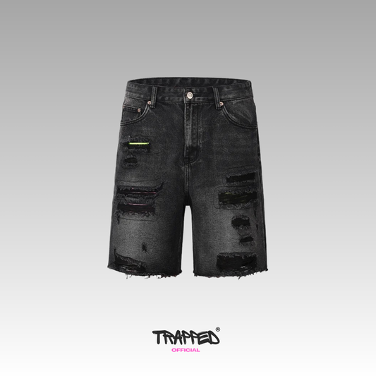 "Trapped" Black Shorts Denim