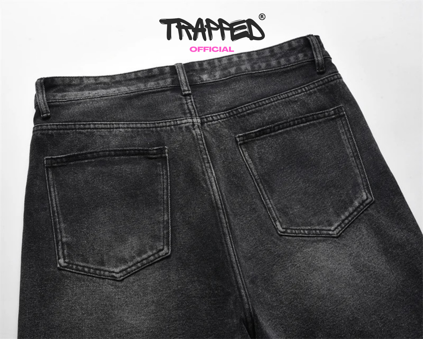 "Trapped" Black Denim Shorts