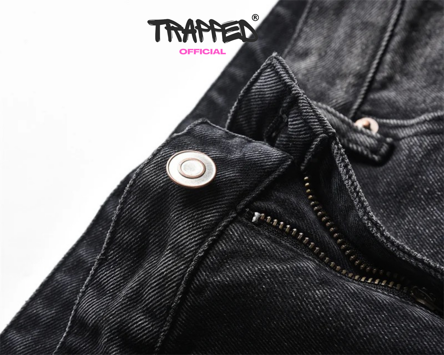 "Trapped" Black Denim Shorts