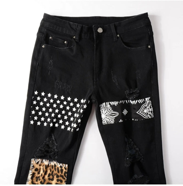 Black Leopard Denim 