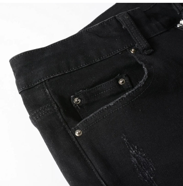 Black Leopard Denim